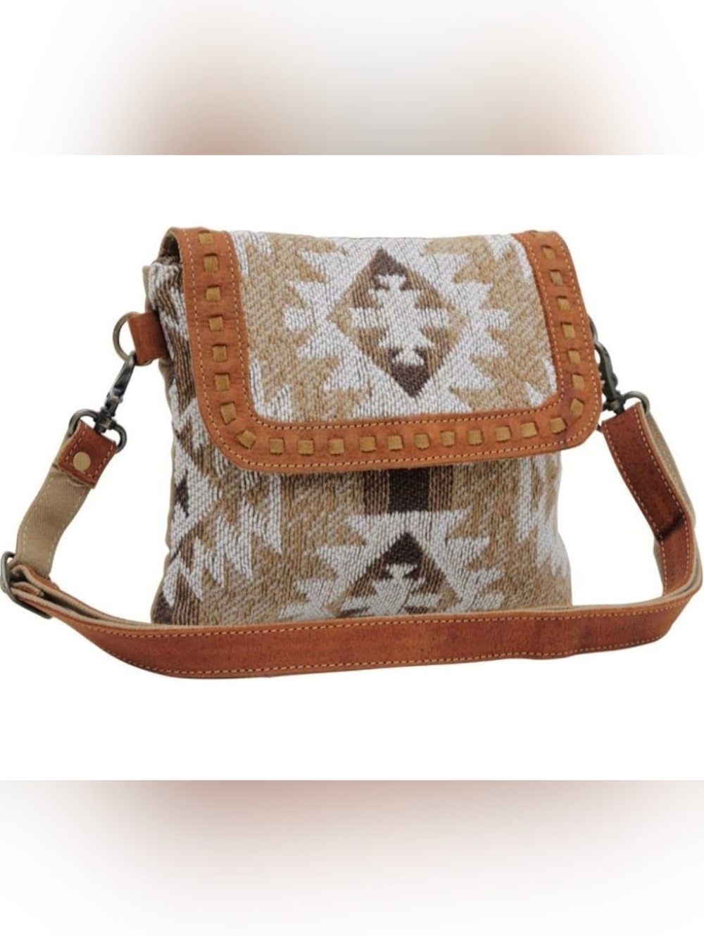 Myra Camilla Roma Crossbody Leather and Canvas Tote Bag